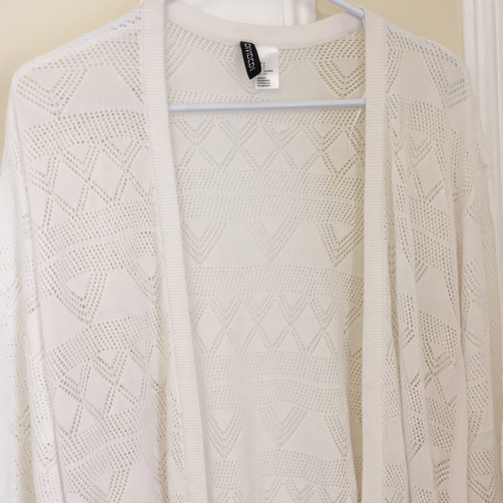 NWOT Long White Crochet H&M Cardigan